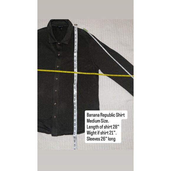 Banana Republic Men's M Charcoal Green Soft Wash Long Sleeve Button Shirt - Picture 3 of 4